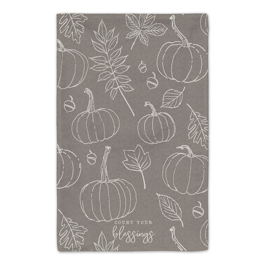 Count Your Blessings Gray Pumpkin Tea Towel Set